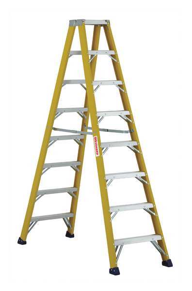 Westward 8 ft Fiberglass Twin Stepladder, 375 lb Capacity 44YY16