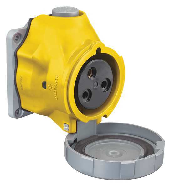 Hubbell Pin and Sleeve Receptacle, 30A, 2HP, Yellow HBLS330R4W