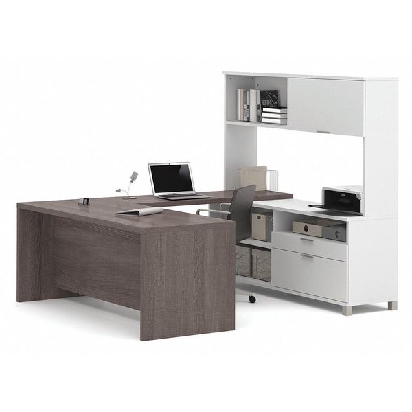 Bestar U Shaped Desk, 89" D X 71.1" W X 68.8" H, Bark Gray, Melamine 120880-47