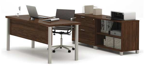 Bestar Executive Desk, 29-1/2" D, 71-7/64" W, 29-29/32" H, Oak Barrel, Melamine 120875-30