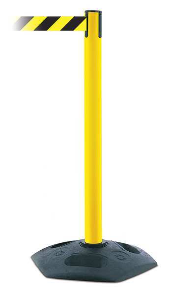 Tensabarrier Barrier Post with Belt, Yellow/Black 886-35-MAX-NO-D4X-C
