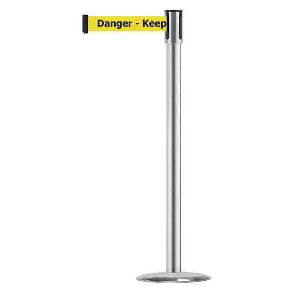 Tensabarrier Slimline Post, 14in. Dia., Danger Keep Out 890U-1S-1S-1S-MAX-NO-YDX-C