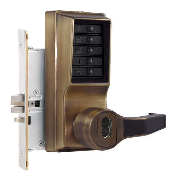 Kaba Simplex Push Button Lockset, Right, Antique Brass R8146B-05-41