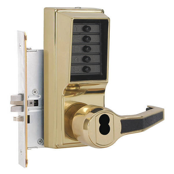 Kaba Simplex Push Button Lockset, 8000, Bright Brass R8146B-03-41