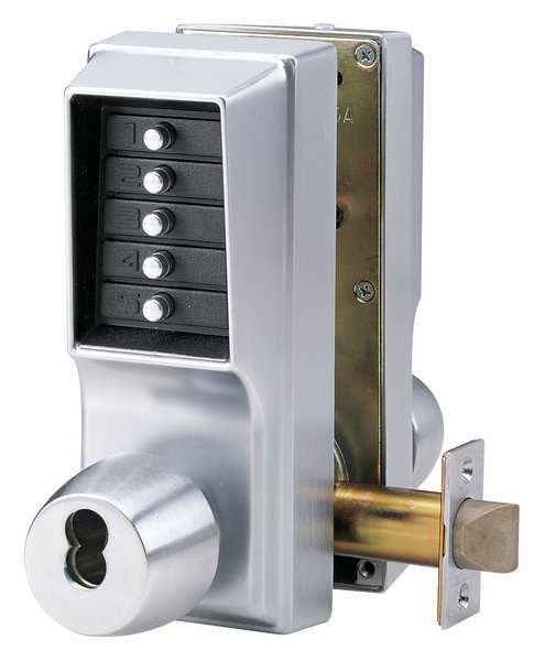 Kaba Simplex Push Button Lockset, Satin Chrome, Lever EE1021B/EE1011-26D-41