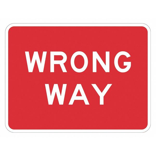 Lyle Wrong Way Traffic Sign, 12 in H, 18 in W, Aluminum, Horizontal Rectangle, English, T1-6172-HI_18x12 T1-6172-HI_18x12