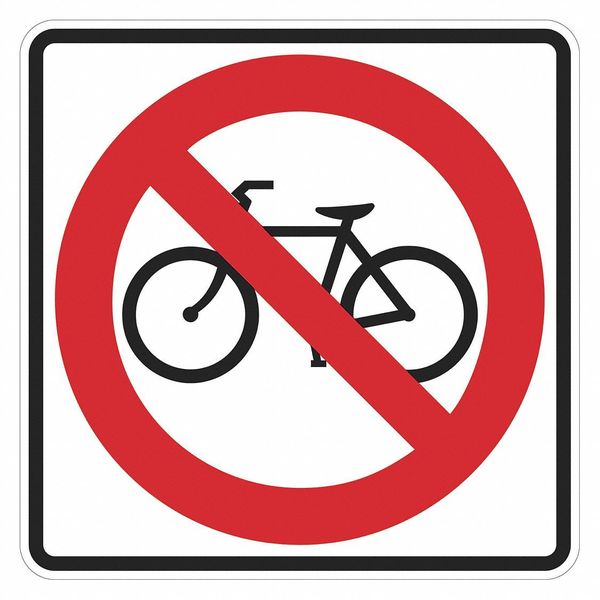 Lyle No Bicycles Traffic Sign, 18 in H, 18 in W, Aluminum, Square, English, T1-1235-EG_18x18 T1-1235-EG_18x18