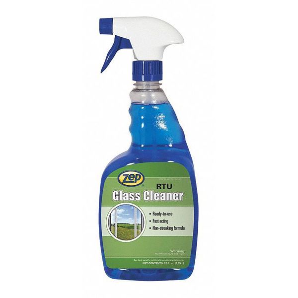 Zep Liquid Glass Cleaner, 1 qt., Blue, Pleasant, Trigger Spray Bottle, 12 PK 117001