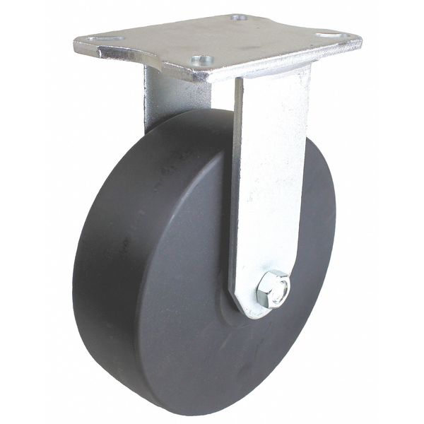 Zoro Select Plate Caster, 9500 lb. Load, Black Wheel P27R-NMB100K-20