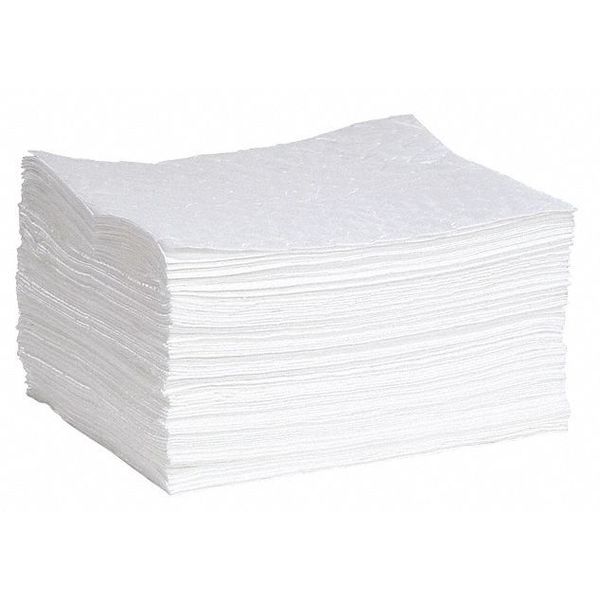Spilltech Absorbent Pad, 23 gal, 15 in x 19 in, Oil-Based Liquids, White, Polypropylene WPL100M
