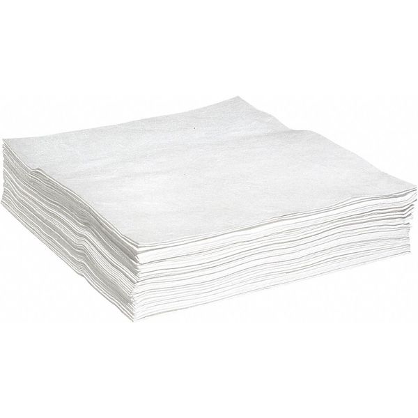 Spilltech Absorbent Pad, 52 gal, 30 in x 30 in, Oil-Based Liquids, White, Polypropylene WPK50H