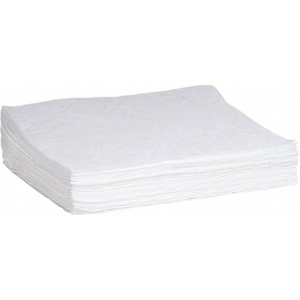 Spilltech Absorbent Pad, 16 gal, 15 in x 19 in, Oil-Based Liquids, White, Polypropylene WPX50H