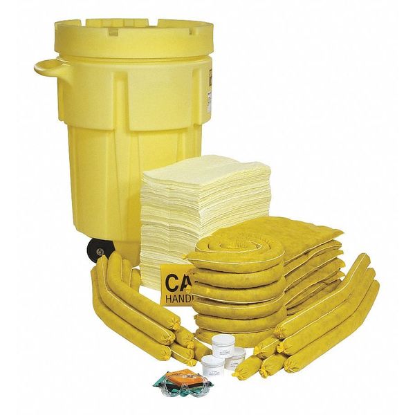 Spilltech Spill Kit, Wheeled Drum, Chemical/Hazmat SPKHZ-95-WD