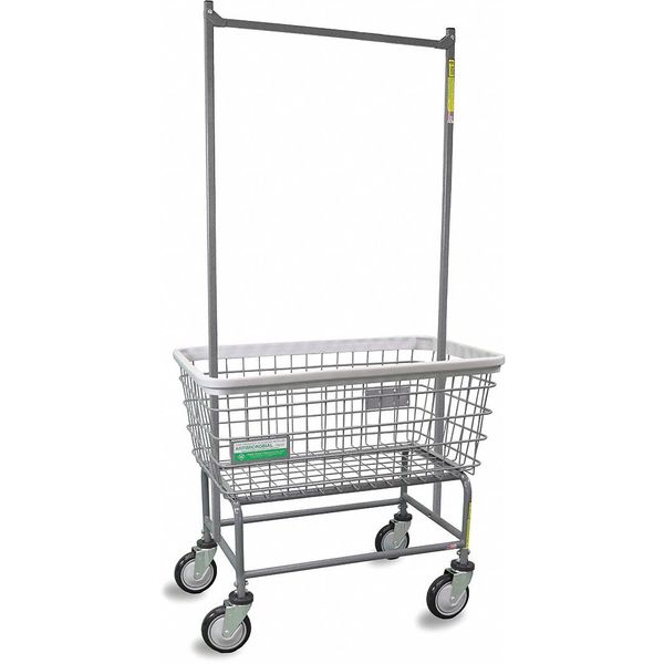 R&B Wire Products Antimicrobial Wire Utility Cart with Double Pole Rack, 4.5 Bushel 200F56/ANTI
