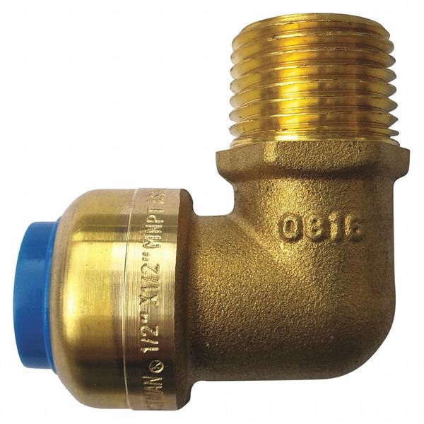 Zoro Select Push-to-Connect, Threaded Elbow, 1/2 in x 1/2 in Tube Size, Brass, Brown 75186LF