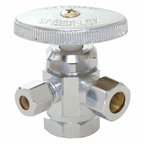 Zoro Select Supply Stop, 3-Way, 1/2" Inlet, 3/8" Outlet 04326LF
