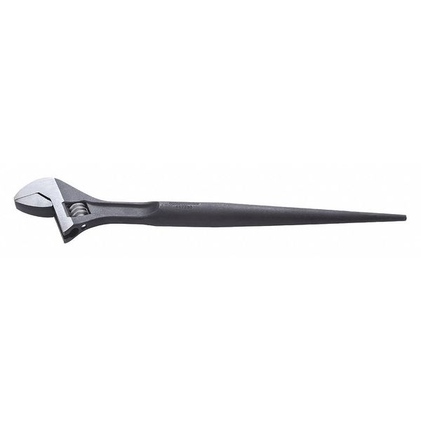 Westward Adjustable Spud Wrench, 16-3/8 in Overall Length, 1-5/8 in Head, 0 in Offset, Alloy Steel 447Z55