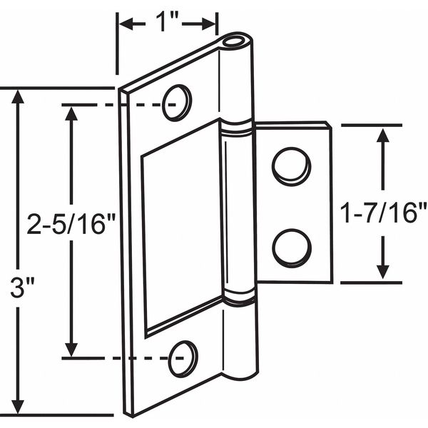 Zoro Select Door Hinge, Steel, 3"L, PR 900-820