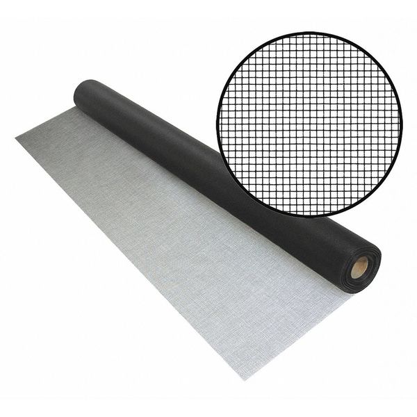 Ultravue2 Door and Window Screen, Fiberglass, 60 in W, 100 ft L, 0.007 in Wire Dia, Black 3039019