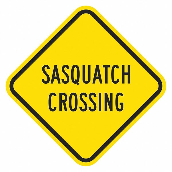 Lyle Sasquatch Crossing Traffic Sign, 12 in H, 12 in W, Aluminum, Diamond, English, T1-1595-HI_12x12 T1-1595-HI_12x12