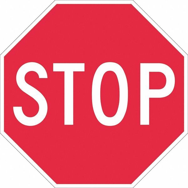 Lyle Stop Sign, 24" W, 24" H, English, Aluminum, Red T1-1006-EG_24x24