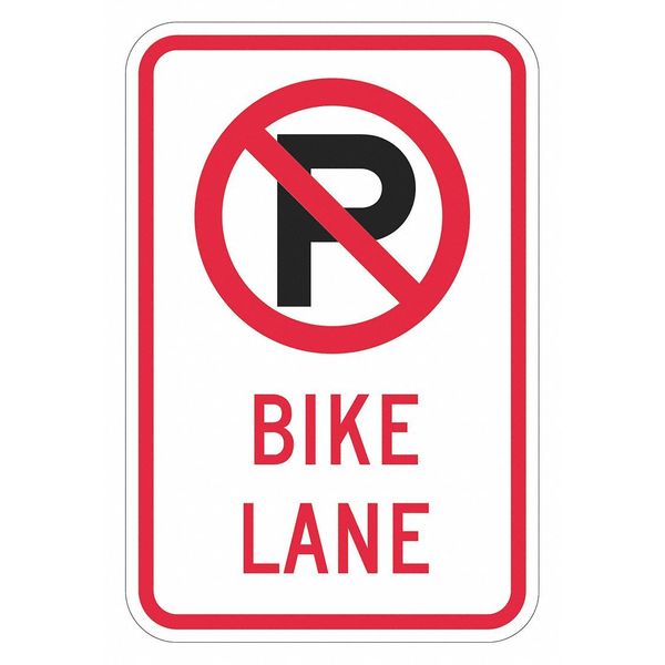 Lyle No Parking Bike Lane Sign, 18" x 12, T1-2920-EG_12x18 T1-2920-EG_12x18