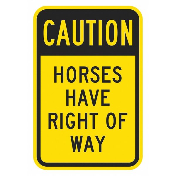 Lyle Horse Crossing Traffic Sign, 18 in H, 12 in W, Aluminum, Vertical Rectangle, T1-1353-HI_12x18 T1-1353-HI_12x18