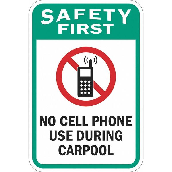 Lyle No Cell Phones Traffic Sign, 18 in H, 12 in W, Aluminum, Vertical  English, T1-1304-EG_12x18 T1-1304-EG_12x18