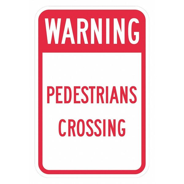 Lyle Pedestrian Crossing Traffic Sign, 18 in H, 12 in W, Aluminum, Vertical Rectangle, T1-1629-HI_12x18 T1-1629-HI_12x18