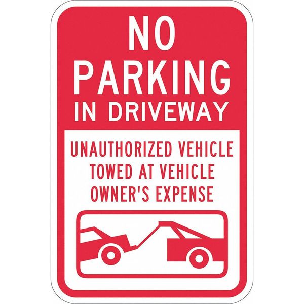 Lyle Driveway No Parking Sign, 18" x 12, T1-1068-DG_12x18 T1-1068-DG_12x18