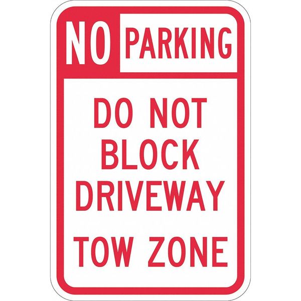 Lyle Driveway No Parking Sign, 18" x 12, T1-1099-DG_12x18 T1-1099-DG_12x18