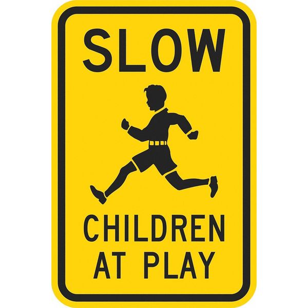 Lyle Children at Play Traffic Sign, 18 in H, 12 in W, Aluminum, Vertical Rectangle, T1-1025-HI_12x18 T1-1025-HI_12x18
