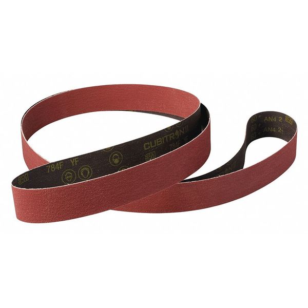 3M Cubitron Sanding Belt, Coated, 6 in W, 48 in L, 60 Grit, Not Applicable, Ceramic, 784F, Maroon 7010362608