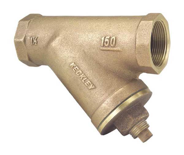 Keckley 1-1/2", Threaded, Bronze, Y Strainer, 200 psi @ 150 Degrees F WOG, 125 psi @ 400 Degrees F WSP 11/21THY-BCM20M34-FTI-F