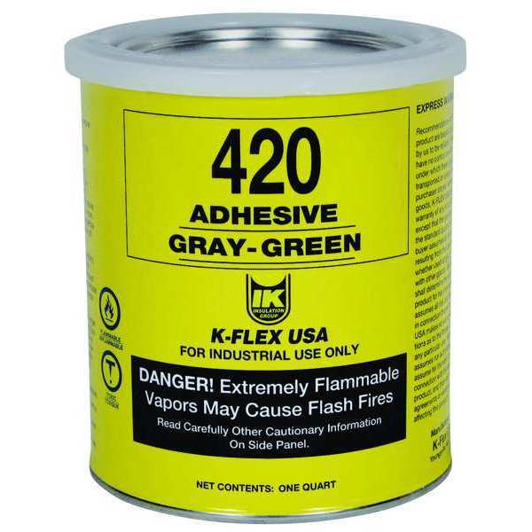 K-Flex Usa Contact Cement, 420 Series, Gray/Green, 1 qt, Bottle 800-420-QT