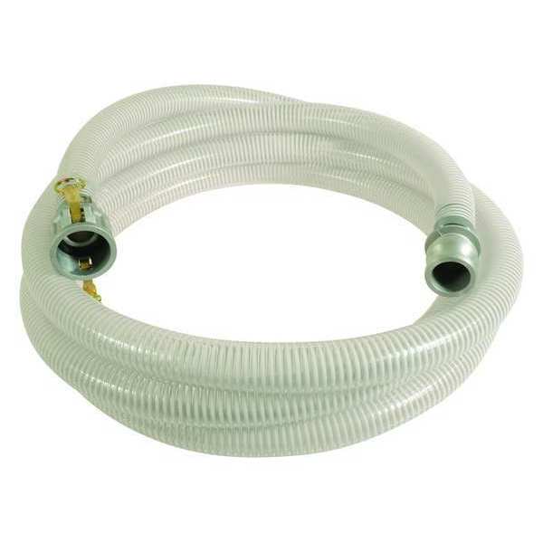 Zoro Select 1" ID x 20 ft PVC Water Suction Hose 90 PSI Clear/WT 45DU39