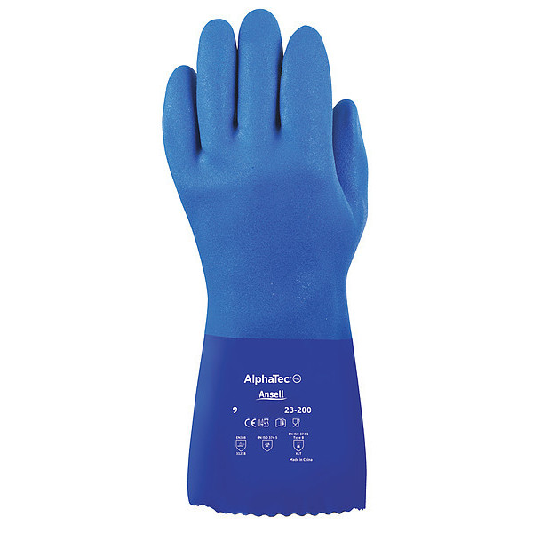 Ansell 10" Chemical Resistant Gloves, PVC, 8, 1 PR 23-200