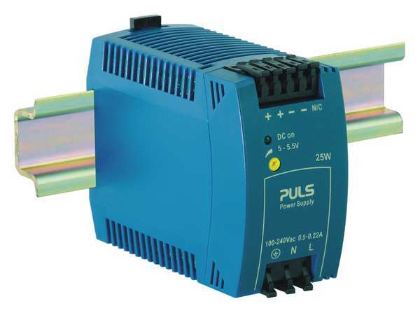 Puls DC Power Supply, 100/240V AC, 5/5.5V DC, 25W, 5.0A, DIN Rail ML30.101