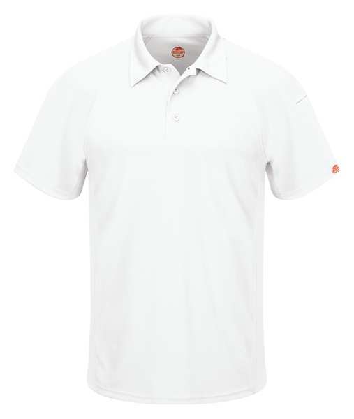 Red Kap Short Sleeve Polo, M, White, 5 oz, Polyester SK92WH SS M