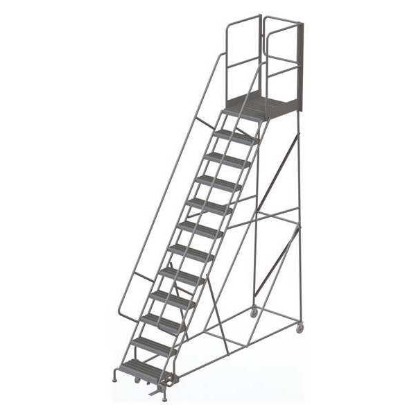 Tri-Arc 162 in H Steel Rolling Ladder, 12 Steps, 450 lb Load Capacity KDSR112242-XR