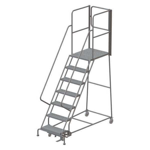 Tri-Arc 112 in H Steel Rolling Ladder, 7 Steps, 450 lb Load Capacity KDSR107246-XR