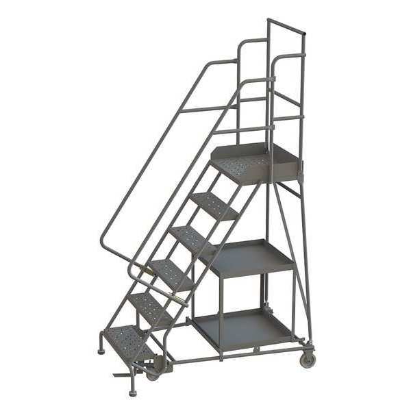 Tri-Arc 96 in H Steel Stock Picking Rolling Ladder, 6 Steps, 450 lb Load Capacity KDSP106242