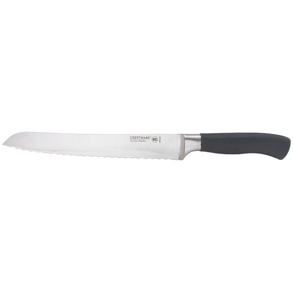 Crestware Bread Knife, Serrated, 9 in. L, Black KN120