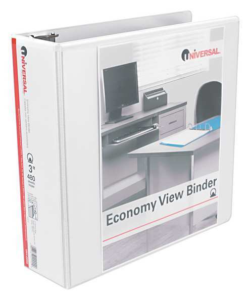 Universal One 3" Round Ring Binder, White UNVWUNV-20996