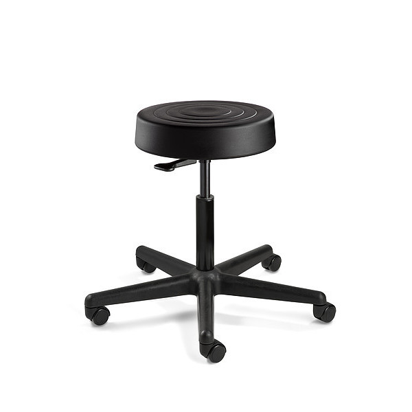 Bevco Soft Poly Backless Stool, 18-23" St Ht., Black, Casters S3000-BLK