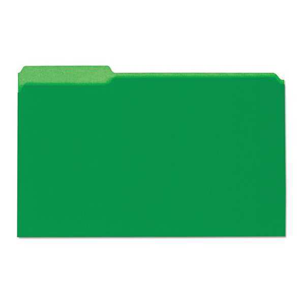 Universal One Tab Interior File Folder, 1/3-Tab, Green, PK100 UNV15302