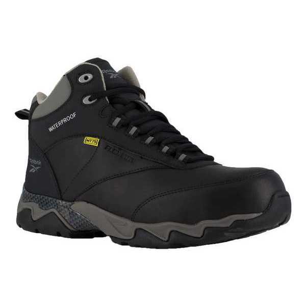 Reebok Men's Athletic Composite Toe Work Shoe, High-Top, Met Guard, Waterproof, Black/Grey, Size 12 RB1067