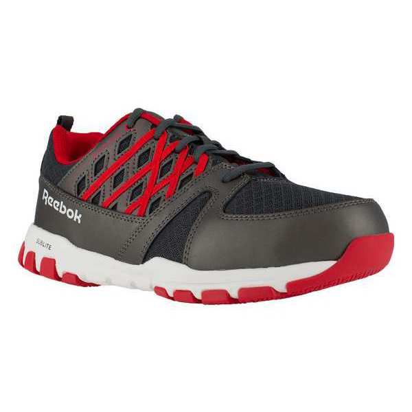 Reebok Athletic Work Shoe, 13, M, Men, Gray/Red, PR RB4005