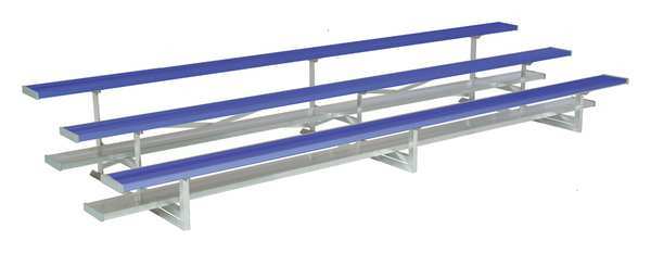 National Recreation Systems Bleacher, 3 Rows, 54 Seats, 27 ft. L, Blue NB-0327ASTD_5005S