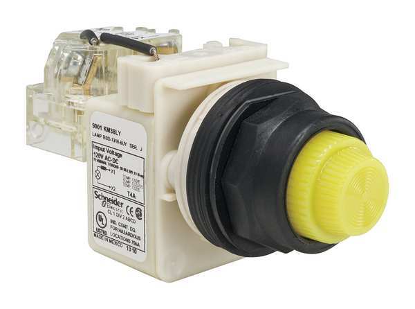 Schneider Electric Push to Test Pilot Light, Yellow, LED 9001SKT38LYY31